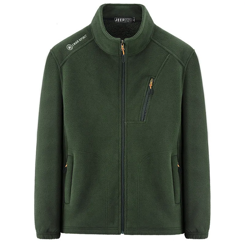 Herren Thermo‑Fleecejacke mit Sherpa‑Innenfutter, Stehkragen und Reißverschlusstaschen Nord Taschen