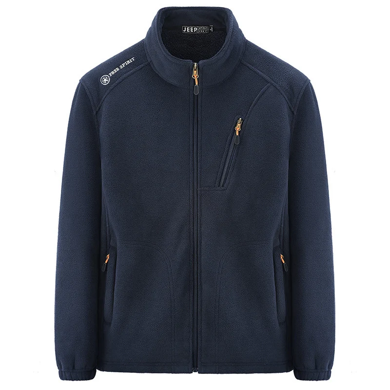 Herren Thermo‑Fleecejacke mit Sherpa‑Innenfutter, Stehkragen und Reißverschlusstaschen Nord Taschen