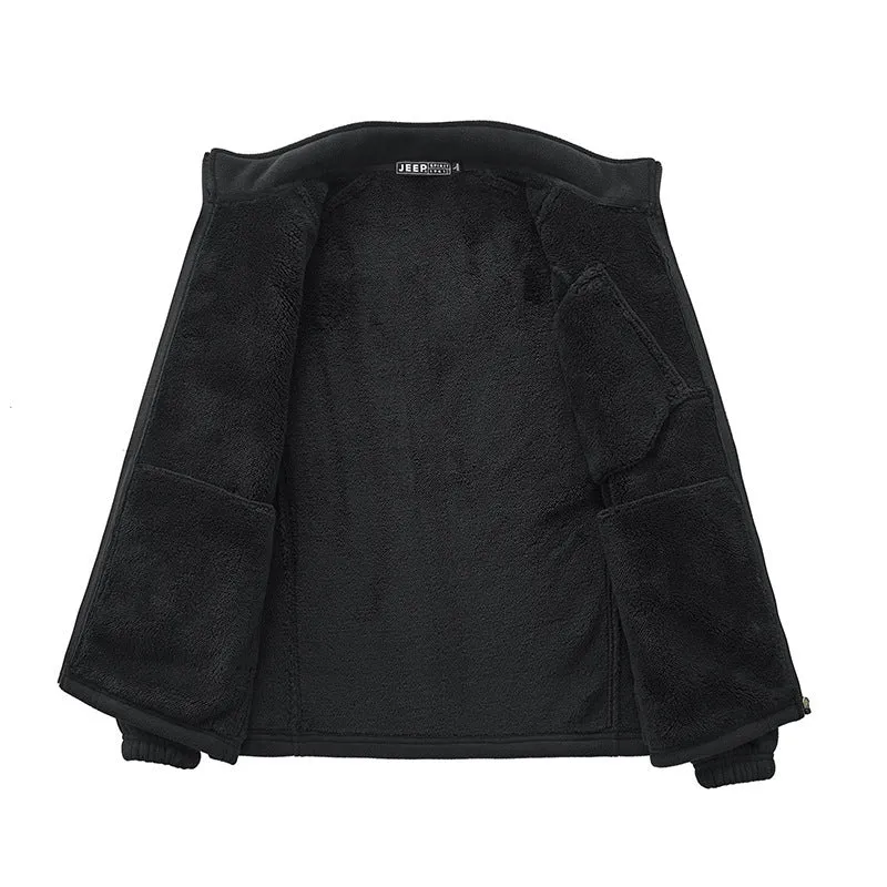 Herren Thermo‑Fleecejacke mit Sherpa‑Innenfutter, Stehkragen und Reißverschlusstaschen Nord Taschen