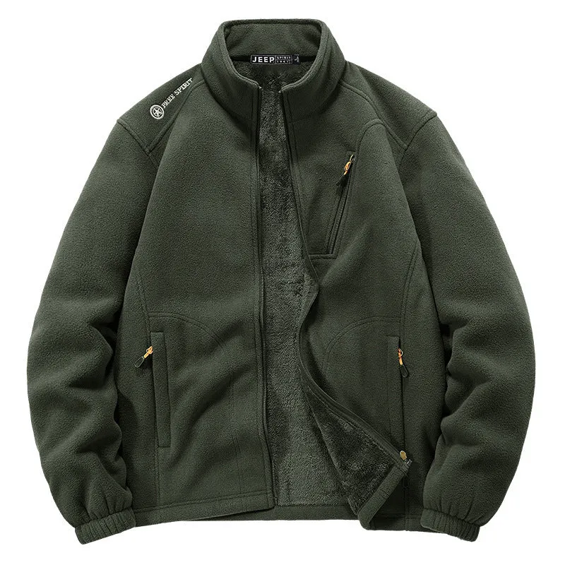 Herren Thermo‑Fleecejacke mit Sherpa‑Innenfutter, Stehkragen und Reißverschlusstaschen Nord Taschen