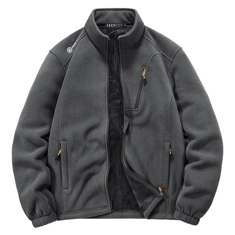 Herren Thermo‑Fleecejacke mit Sherpa‑Innenfutter, Stehkragen und Reißverschlusstaschen Nord Taschen
