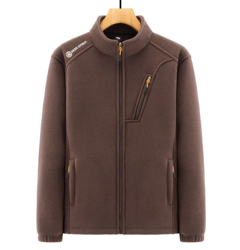 Herren Thermo‑Fleecejacke mit Sherpa‑Innenfutter, Stehkragen und Reißverschlusstaschen Nord Taschen