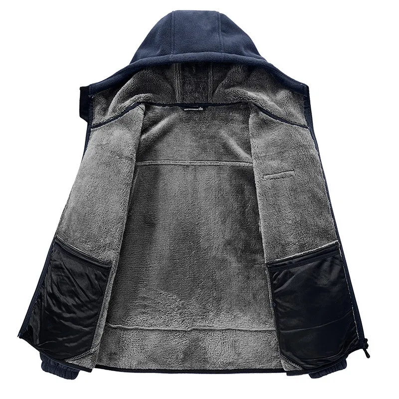 Herren Thermo-Fleece-Hoodie mit isolierendem Sherpa-Besatz und verdeckten Reißverschlusstaschen Nord Taschen