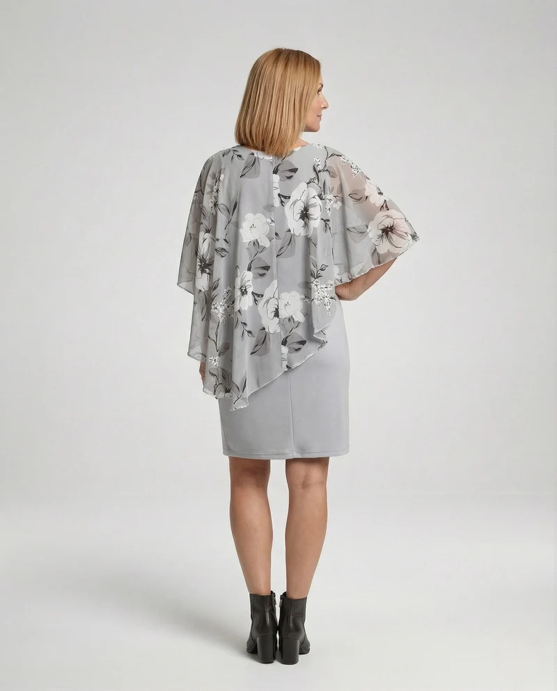Damen Cocktailkleid Chiffon Cape