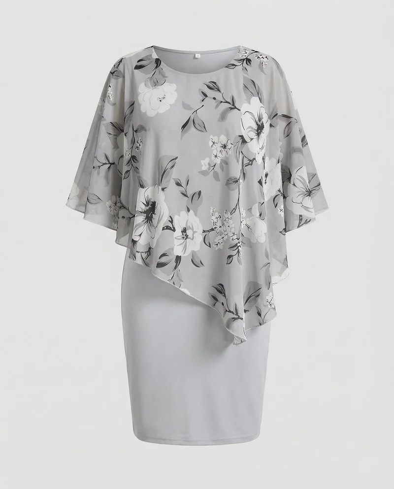 Damen Cocktailkleid Chiffon Cape