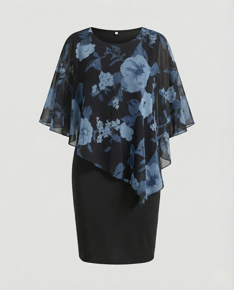 Damen Cocktailkleid Chiffon Cape