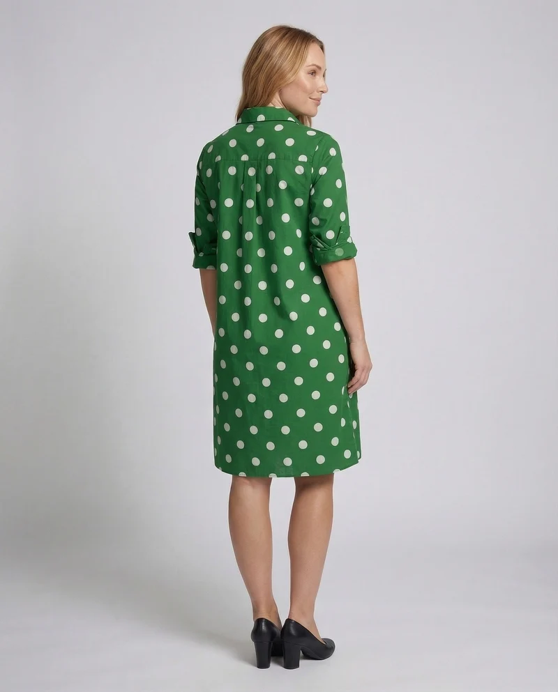 Damen Hemdblusenkleid A-Linie Aufgekrempelte Ärmel
