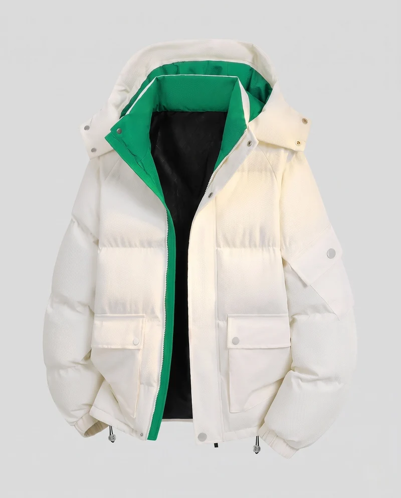 Herren Stepp-Parka mit Kapuze, Utility-Taschen und Kontrast-Innenfutter Nord Taschen