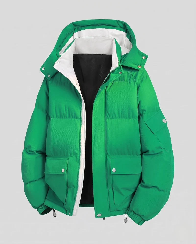 Herren Stepp-Parka mit Kapuze, Utility-Taschen und Kontrast-Innenfutter Nord Taschen