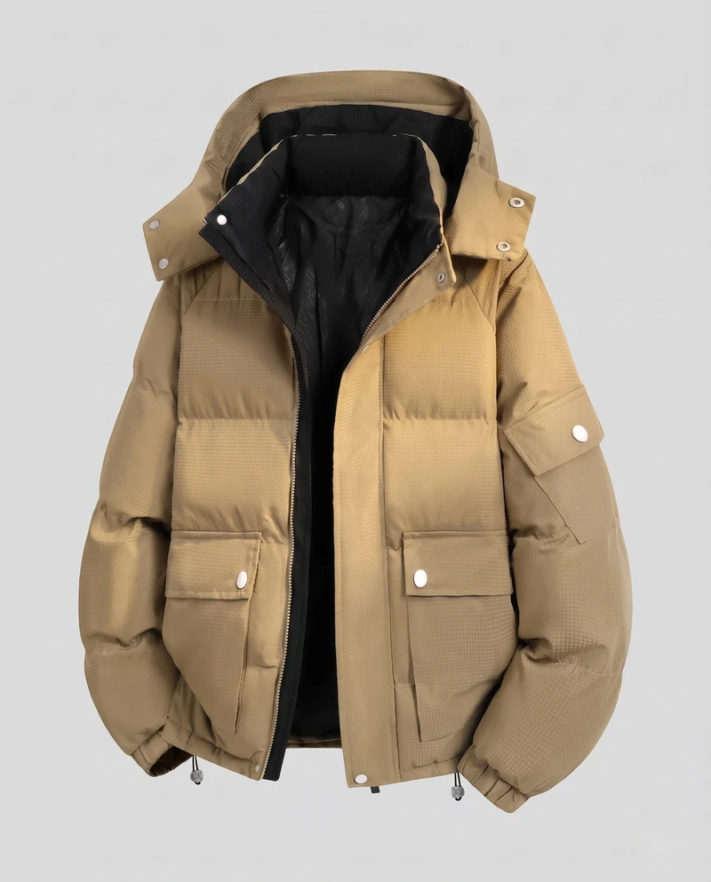 Herren Stepp-Parka mit Kapuze, Utility-Taschen und Kontrast-Innenfutter Nord Taschen