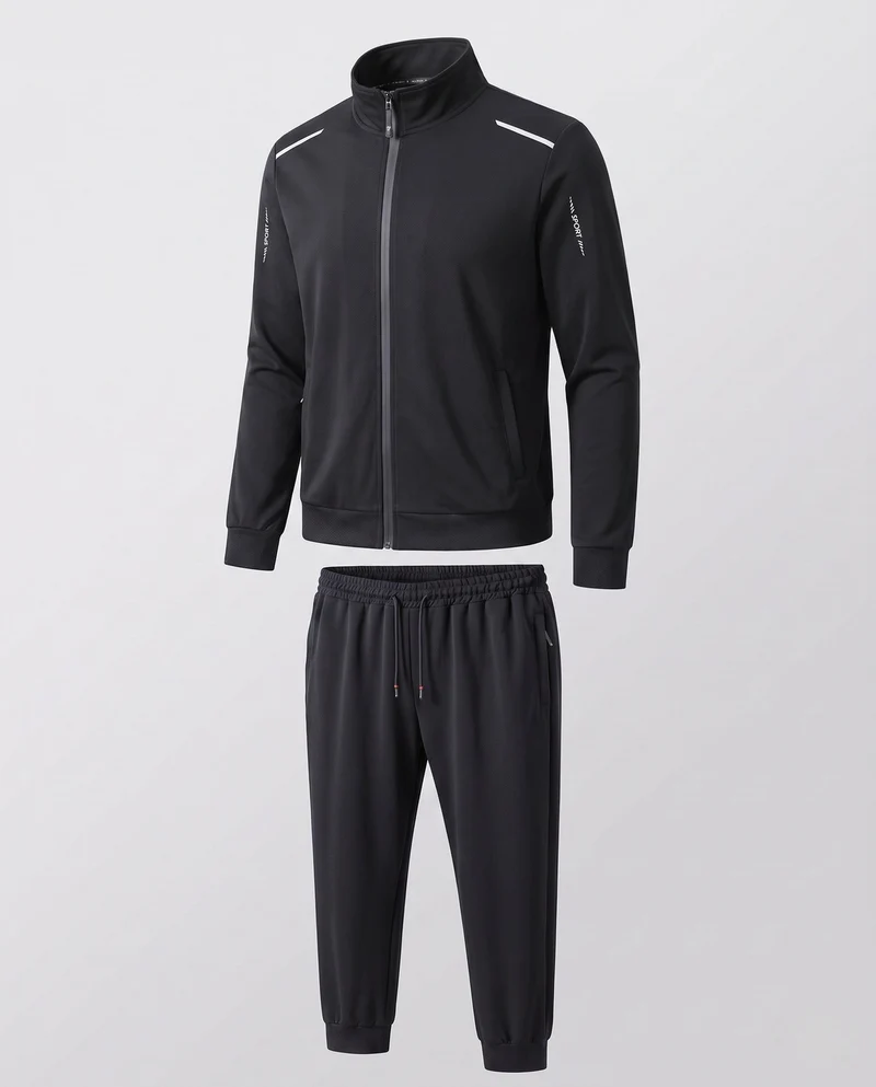 Herren Sportlicher Trainingsanzug mit Reißverschlussjacke & elastischer Jogginghose aus Funktionsjersey Nord Taschen