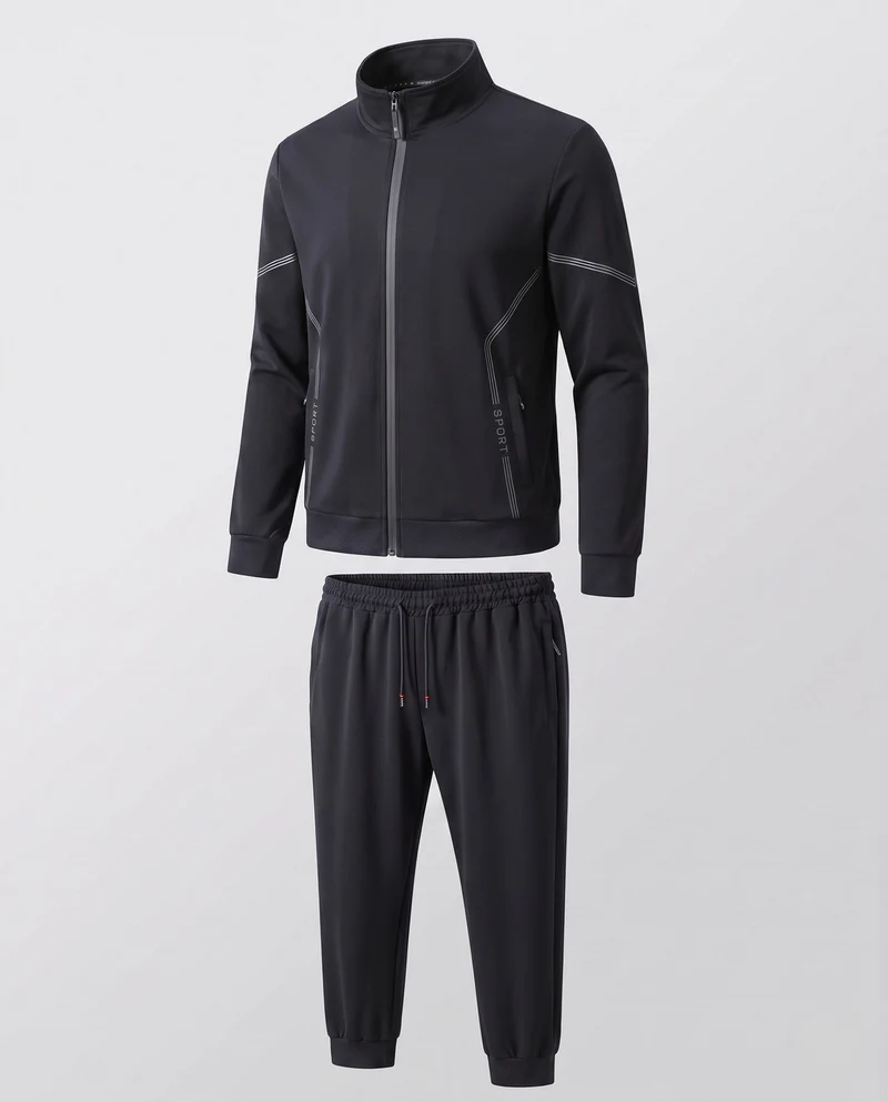 Herren Sportlicher Trainingsanzug mit Reißverschlussjacke & elastischer Jogginghose aus Funktionsjersey Nord Taschen