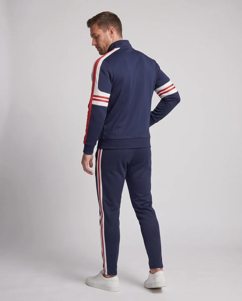 Herren Sportives Trainingsset aus Funktionsjersey mit Stehkragen, Kontraststreifen & elastischer Jogginghose Nord Taschen