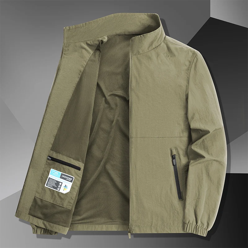 Herren Leichte Baumwoll-Mix-Übergangsjacke mit Stehkragen und verdecktem Reißverschluss Nord Taschen