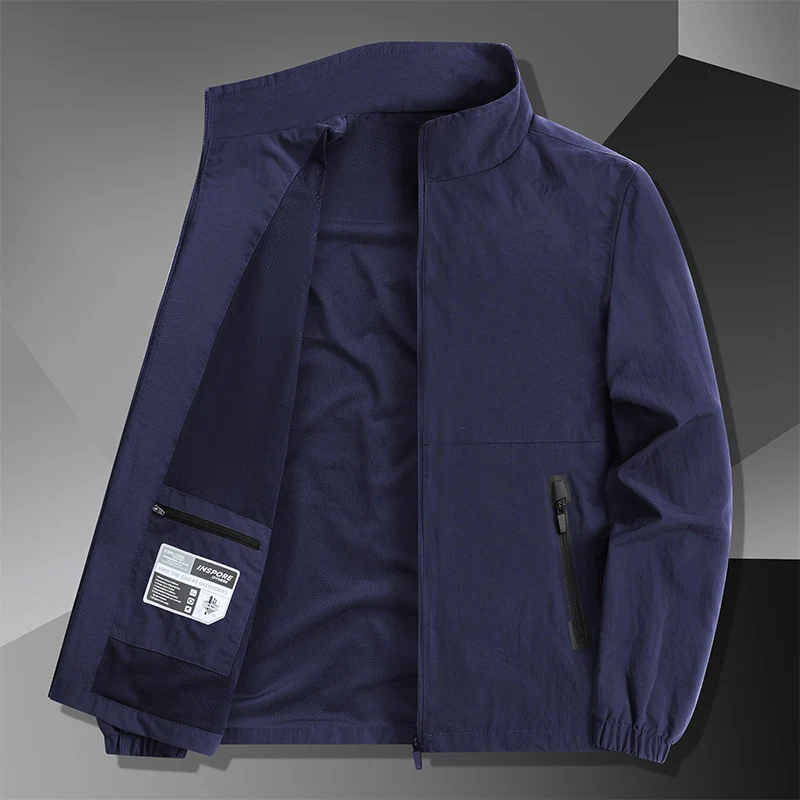 Herren Leichte Baumwoll-Mix-Übergangsjacke mit Stehkragen und verdecktem Reißverschluss Nord Taschen