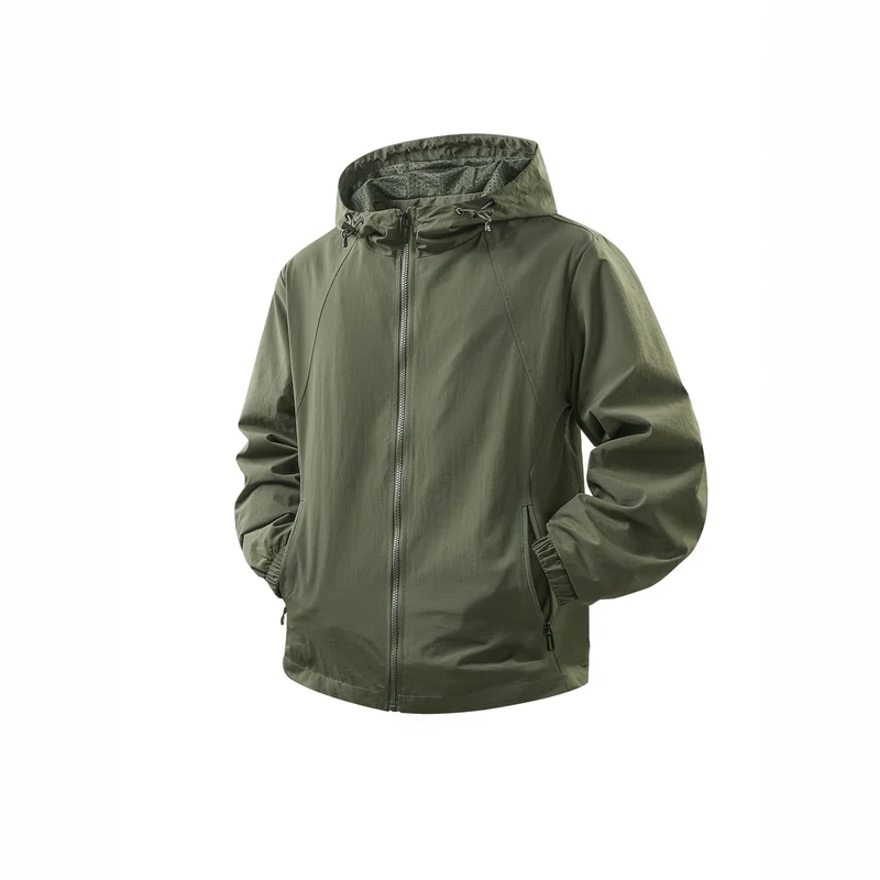 Herren Leichte atmungsaktive Kapuzen-Windjacke mit Mesh-Innenfutter und Reißverschlusstaschen Nord Taschen