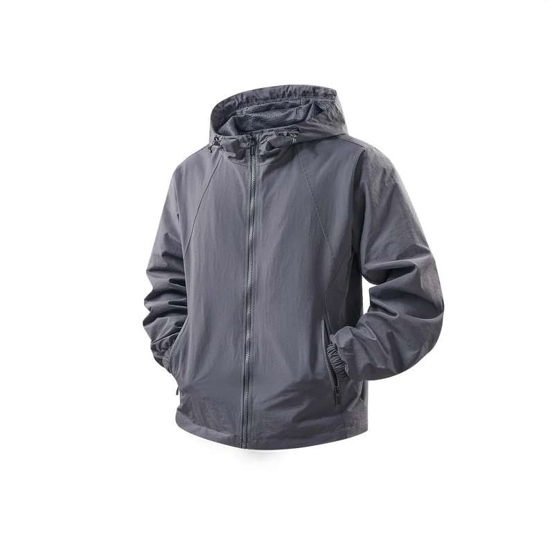 Herren Leichte atmungsaktive Kapuzen-Windjacke mit Mesh-Innenfutter und Reißverschlusstaschen Nord Taschen