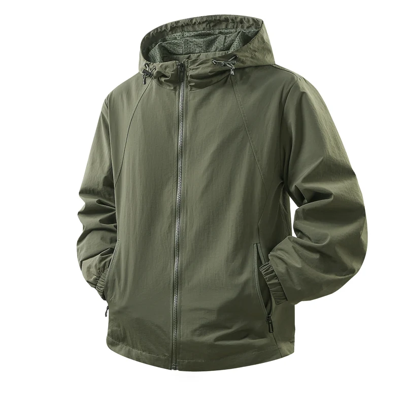 Herren Leichte atmungsaktive Kapuzen-Windjacke mit Mesh-Innenfutter und Reißverschlusstaschen Nord Taschen