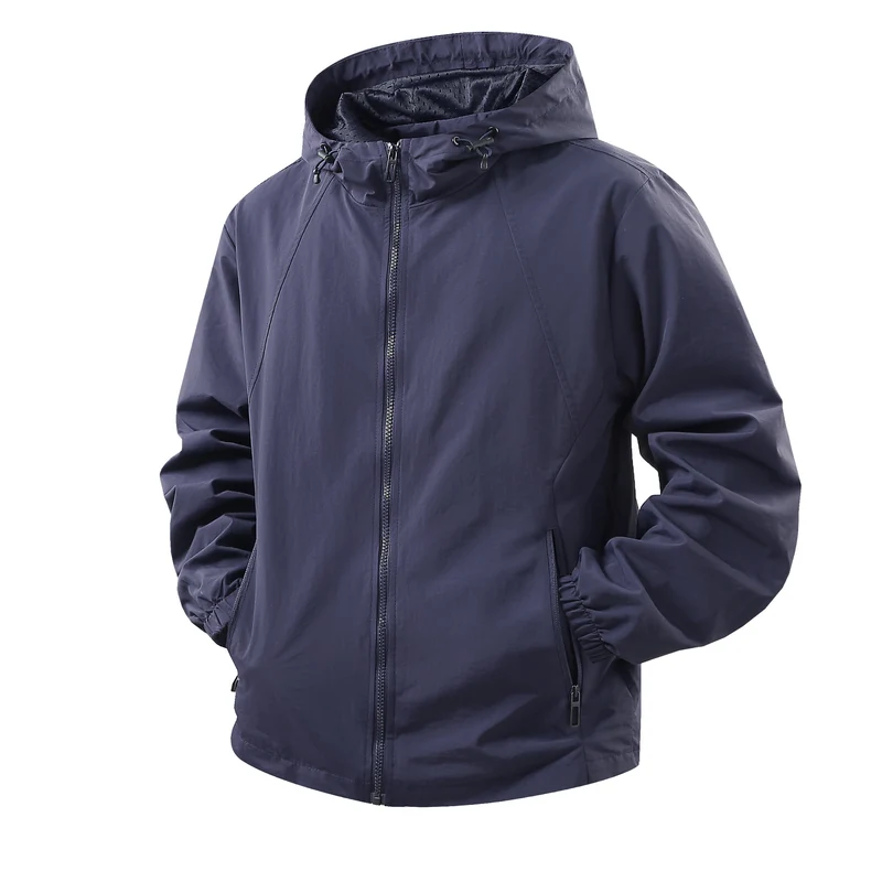 Herren Leichte atmungsaktive Kapuzen-Windjacke mit Mesh-Innenfutter und Reißverschlusstaschen Nord Taschen
