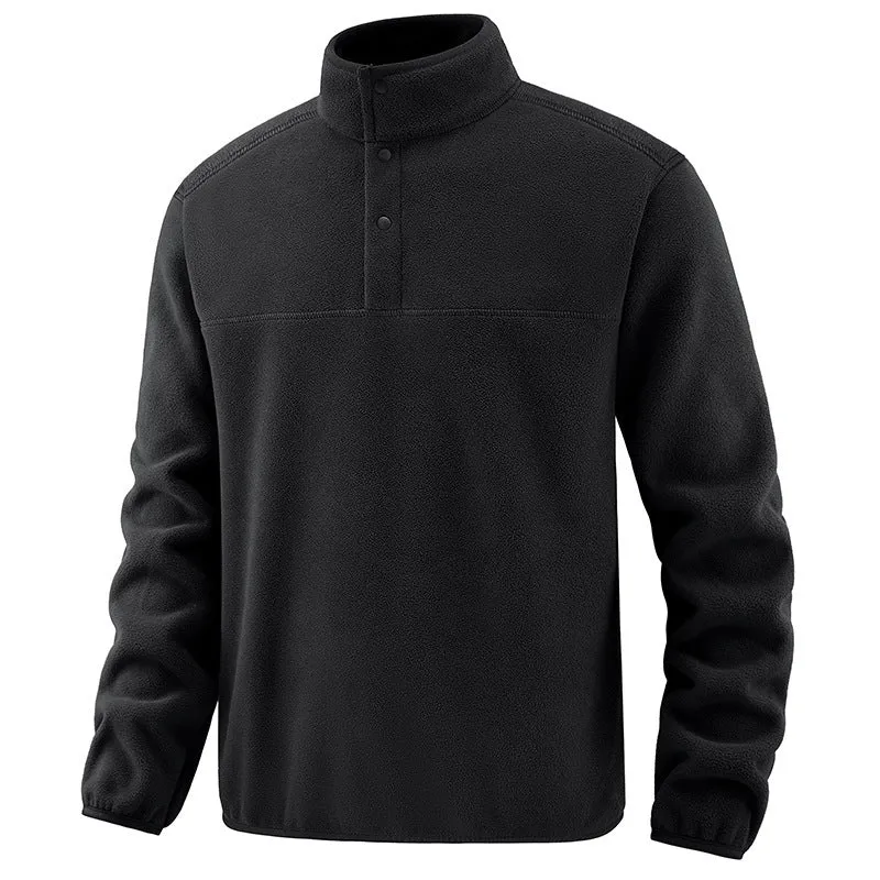 Herren Legerer Thermo-Fleece-Troyer mit Knopfleiste und elastischen Bündchen Nord Taschen
