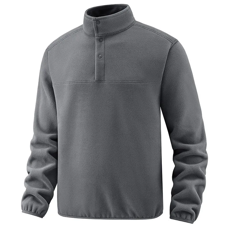 Herren Legerer Thermo-Fleece-Troyer mit Knopfleiste und elastischen Bündchen Nord Taschen