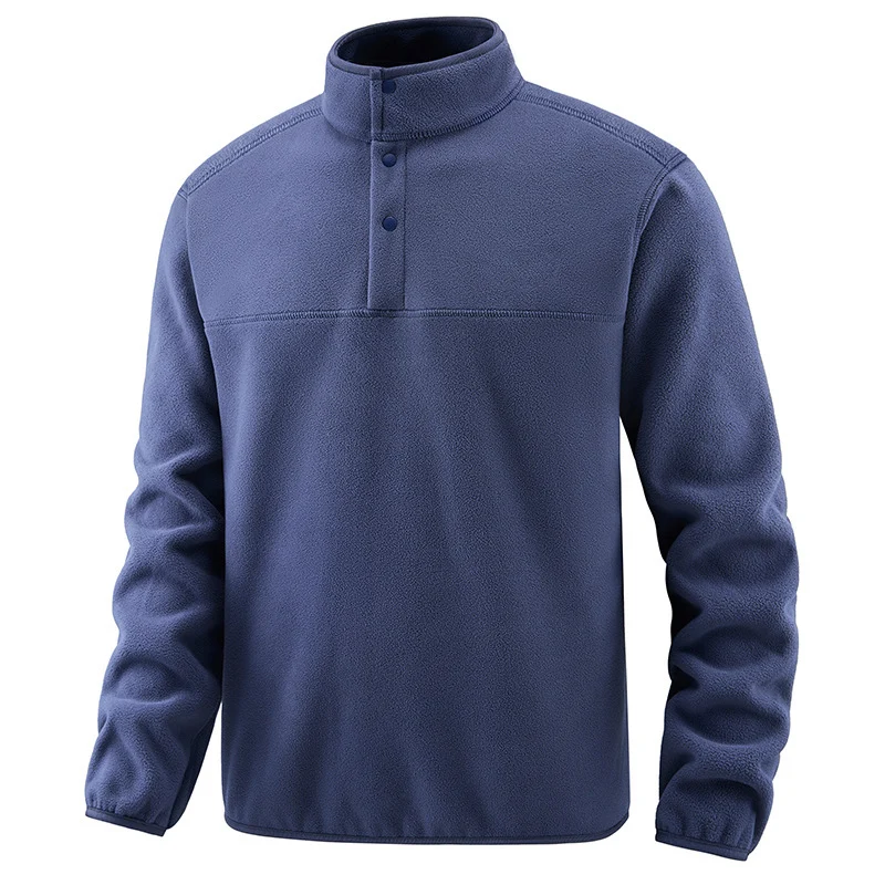 Herren Legerer Thermo-Fleece-Troyer mit Knopfleiste und elastischen Bündchen Nord Taschen