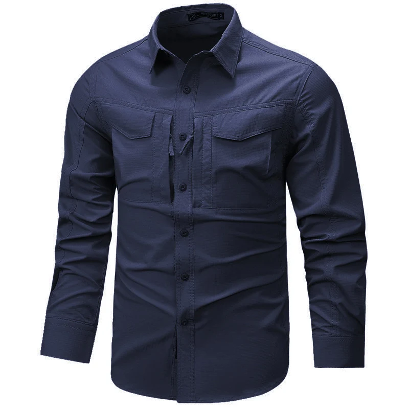 Herren Langarm Outdoor-Hemd mit Ripstop, Brustklappen und Reißverschlusstasche Nord Taschen