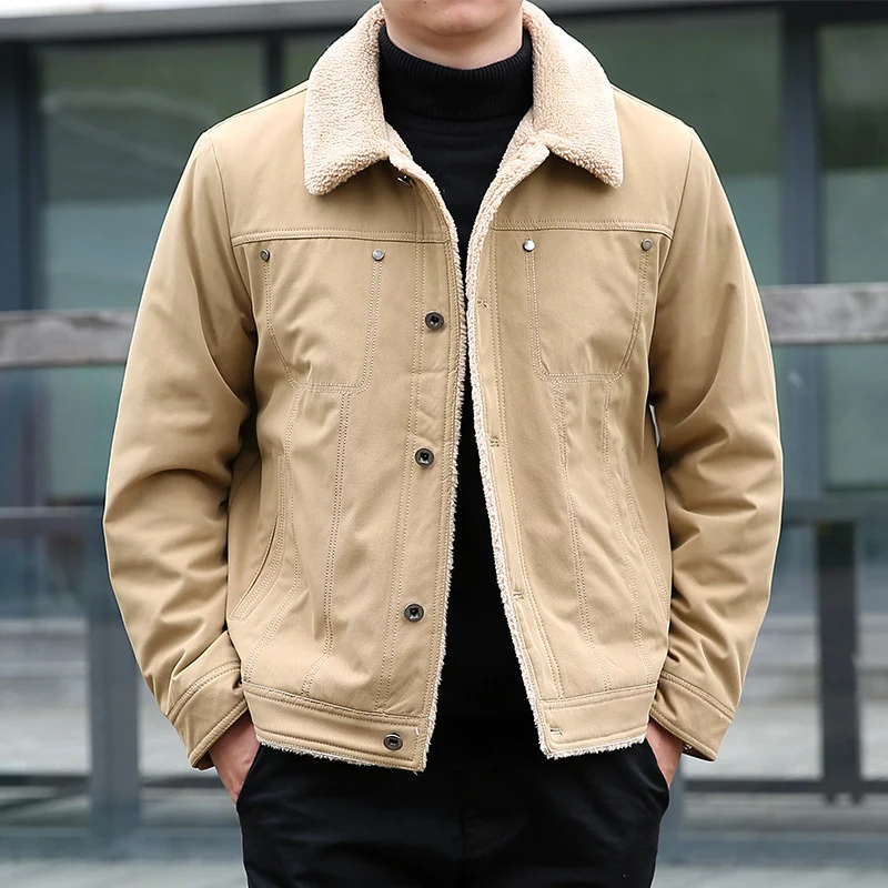 Herren Kurzjacke mit Teddyfutter und Umlegekragen, winddichte Übergangsjacke Nord Taschen