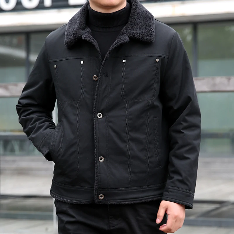 Herren Kurzjacke mit Teddyfutter und Umlegekragen, winddichte Übergangsjacke Nord Taschen