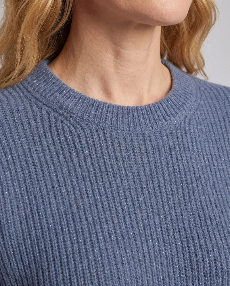 Damen Flauschiger Bouclé-Oversize-Pullover mit feinem Glanz und überschnittenen Ärmeln Nord Taschen