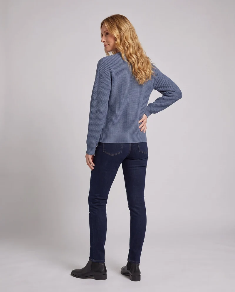 Damen Flauschiger Bouclé-Oversize-Pullover mit feinem Glanz und überschnittenen Ärmeln Nord Taschen
