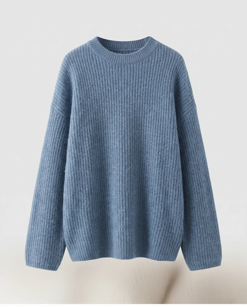 Damen Flauschiger Bouclé-Oversize-Pullover mit feinem Glanz und überschnittenen Ärmeln Nord Taschen