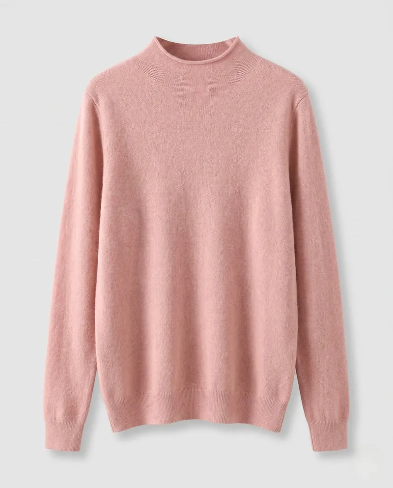 Damen Flauschiger Feinstrick-Mockneckpullover mit angerauter Mohair‑Optik und cleanem Schnitt Nord Taschen