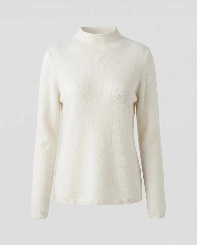 Damen Flauschiger Feinstrick-Mockneckpullover mit angerauter Mohair‑Optik und cleanem Schnitt Nord Taschen