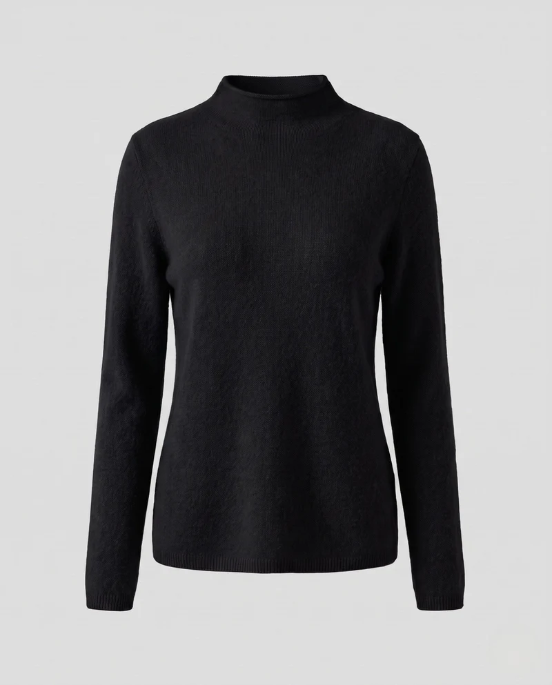 Damen Flauschiger Feinstrick-Mockneckpullover mit angerauter Mohair‑Optik und cleanem Schnitt Nord Taschen