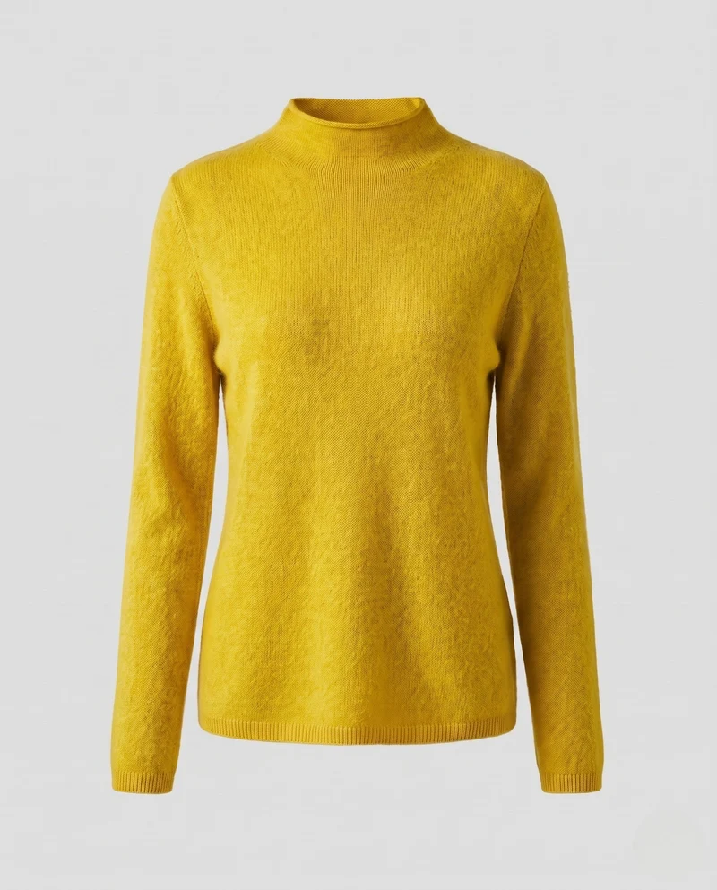 Damen Flauschiger Feinstrick-Mockneckpullover mit angerauter Mohair‑Optik und cleanem Schnitt Nord Taschen