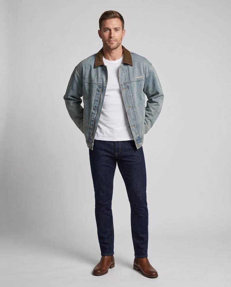 Herren Freizeit Denim Jacke Nord Taschen