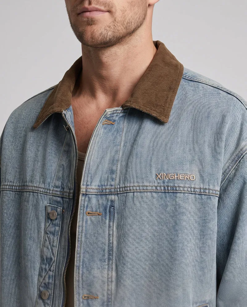 Herren Freizeit Denim Jacke Nord Taschen
