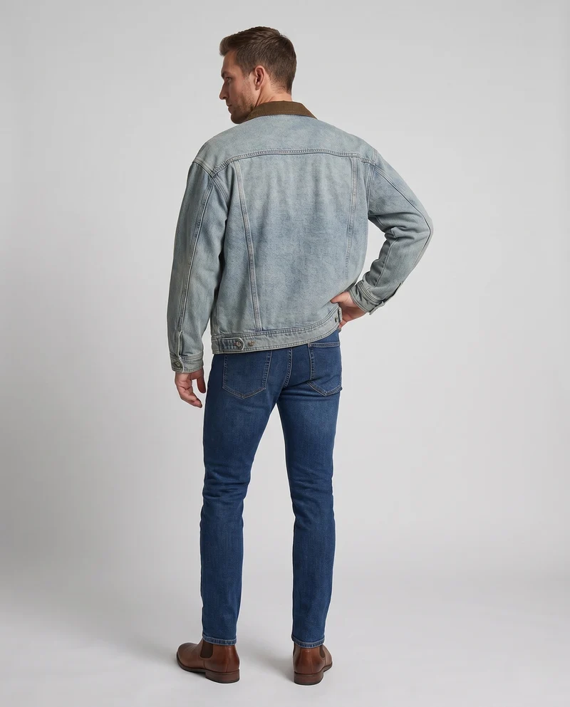 Herren Freizeit Denim Jacke Nord Taschen