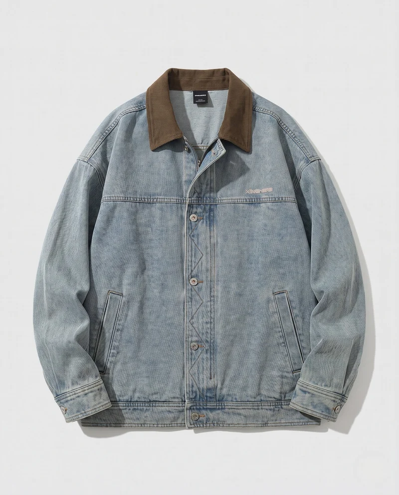 Herren Freizeit Denim Jacke Nord Taschen