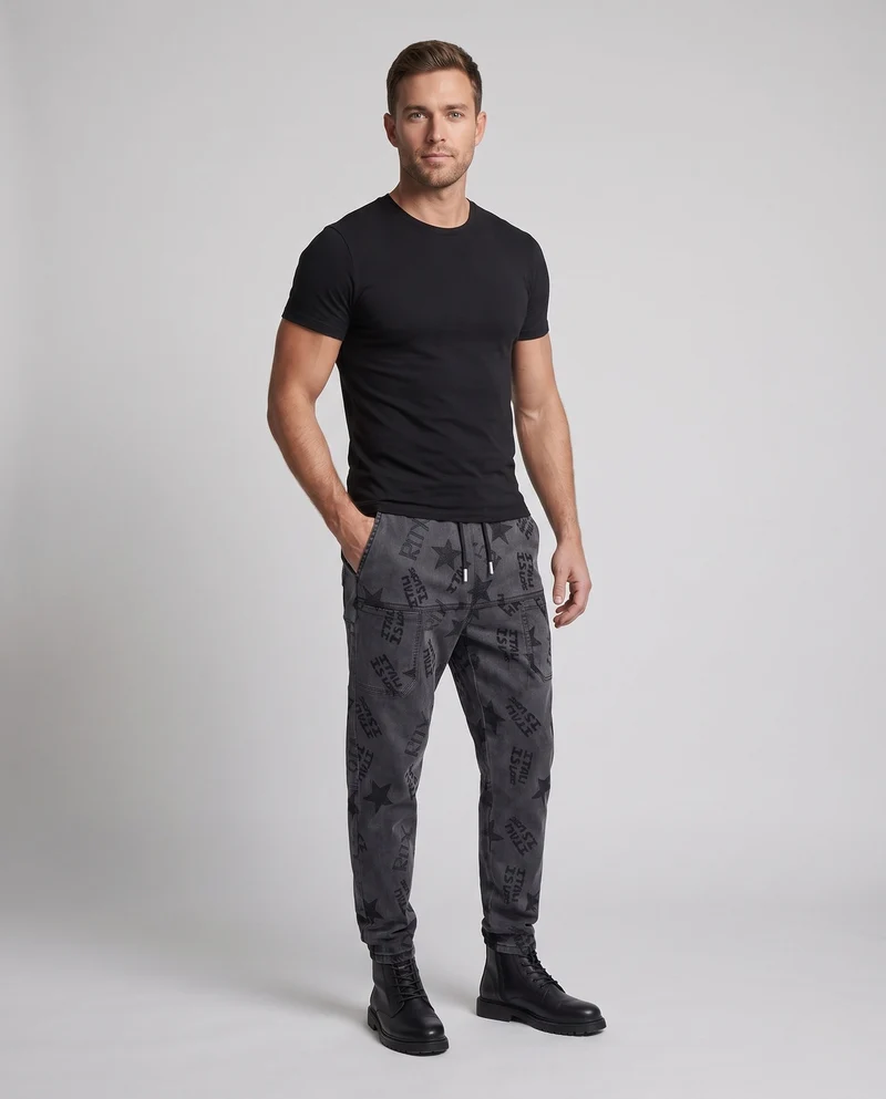 Herren Fashion Cargo-Hose mit elastischem Bund und modernem Schriftzug Nord Taschen