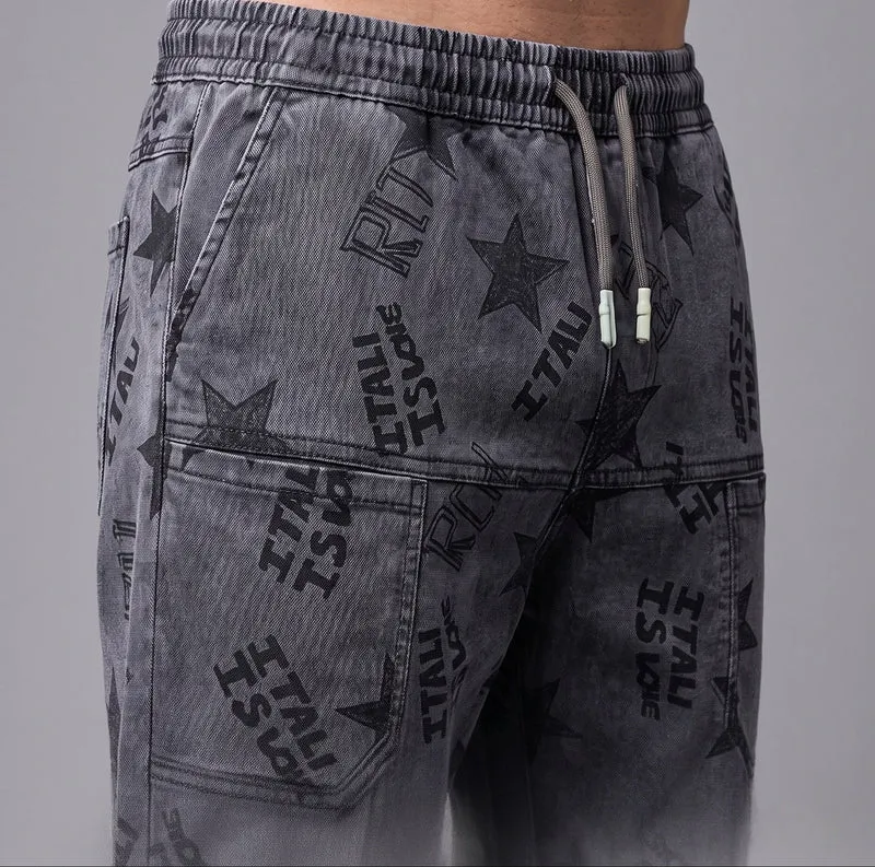 Herren Fashion Cargo-Hose mit elastischem Bund und modernem Schriftzug Nord Taschen