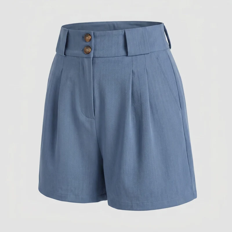 Damen Elegante High-Waist Shorts mit Taschen und Knopfdetails