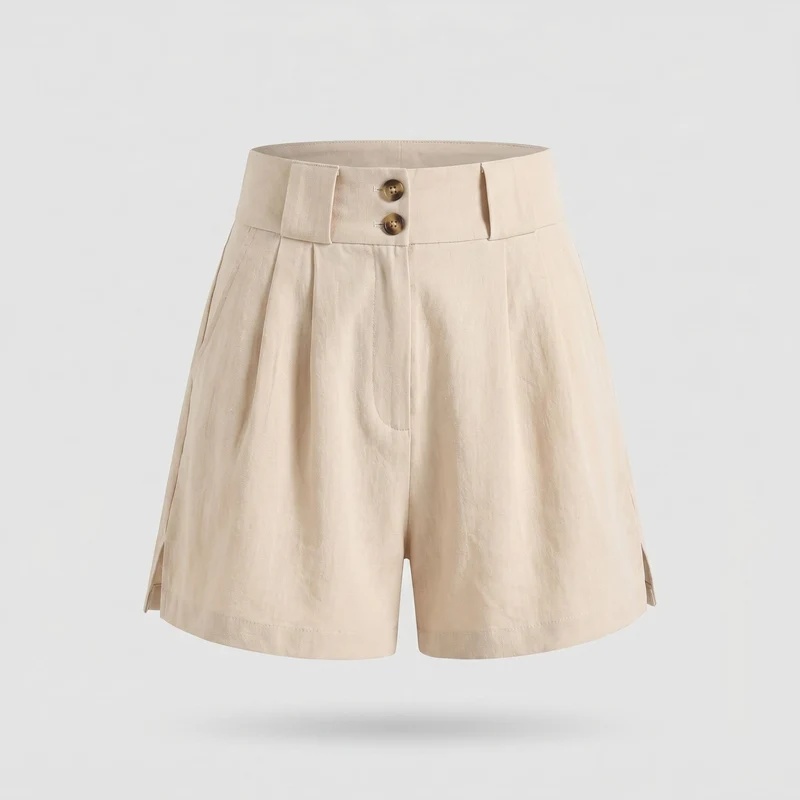 Damen Elegante High-Waist Shorts mit Taschen und Knopfdetails