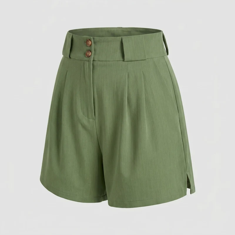 Damen Elegante High-Waist Shorts mit Taschen und Knopfdetails