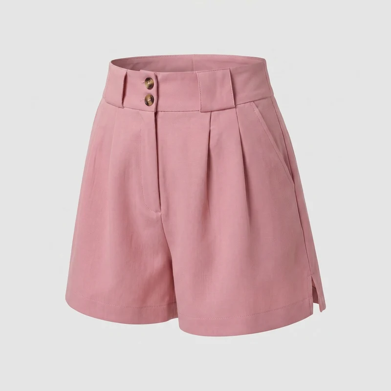 Damen Elegante High-Waist Shorts mit Taschen und Knopfdetails