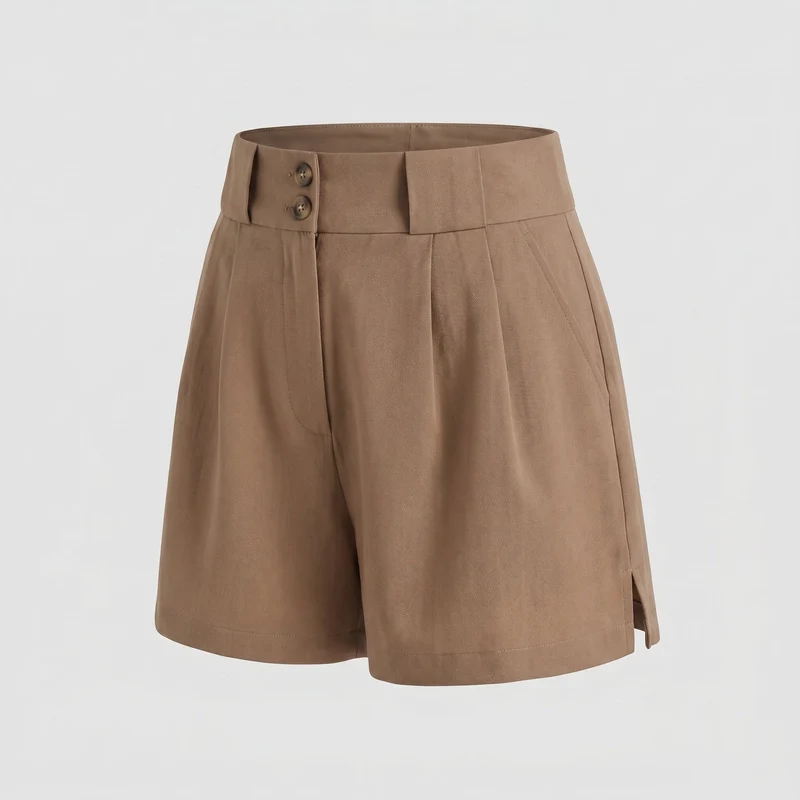 Damen Elegante High-Waist Shorts mit Taschen und Knopfdetails