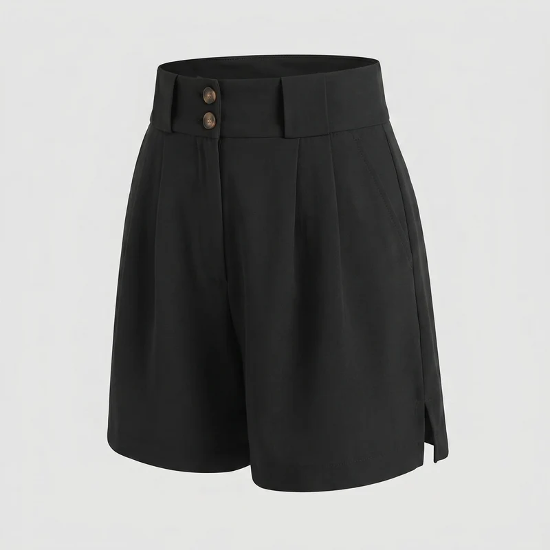 Damen Elegante High-Waist Shorts mit Taschen und Knopfdetails