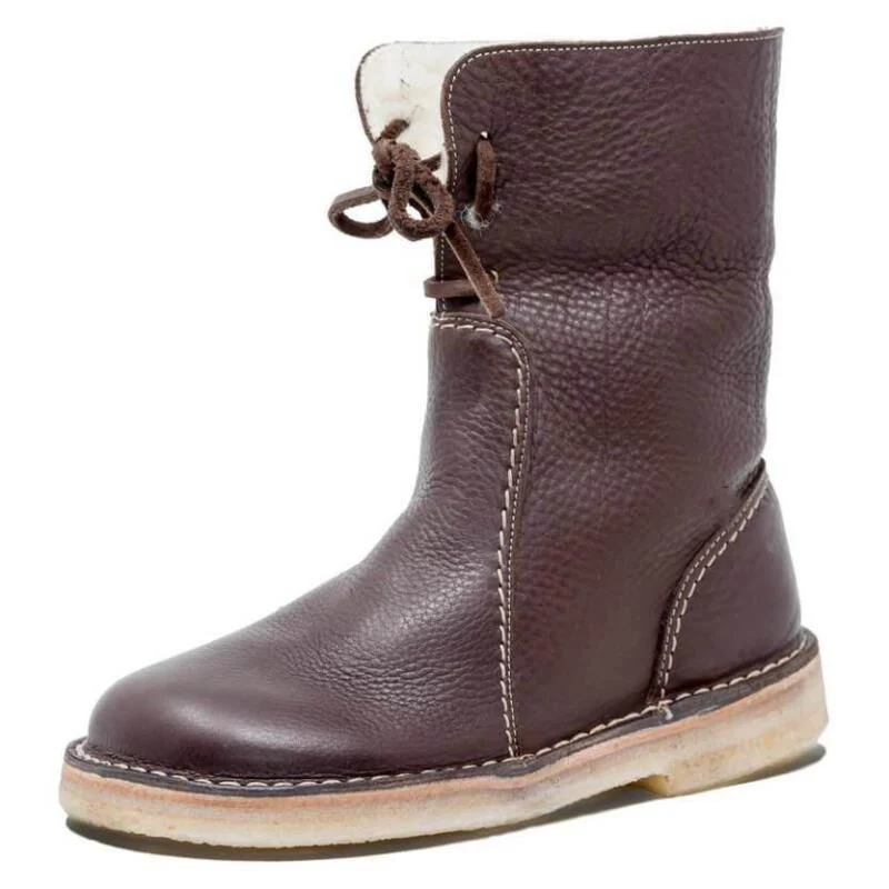 Damen Lederstiefel mit komfortablem Innenfutter und modischem Riemen Nord Taschen