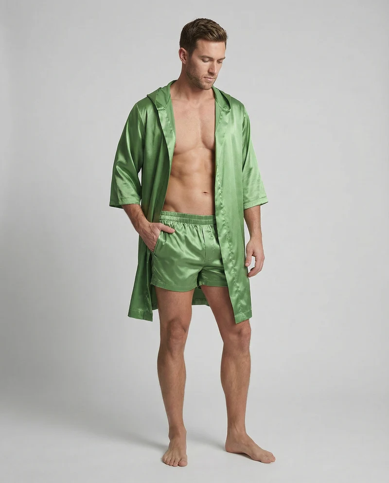 Herren Satin Bademantel